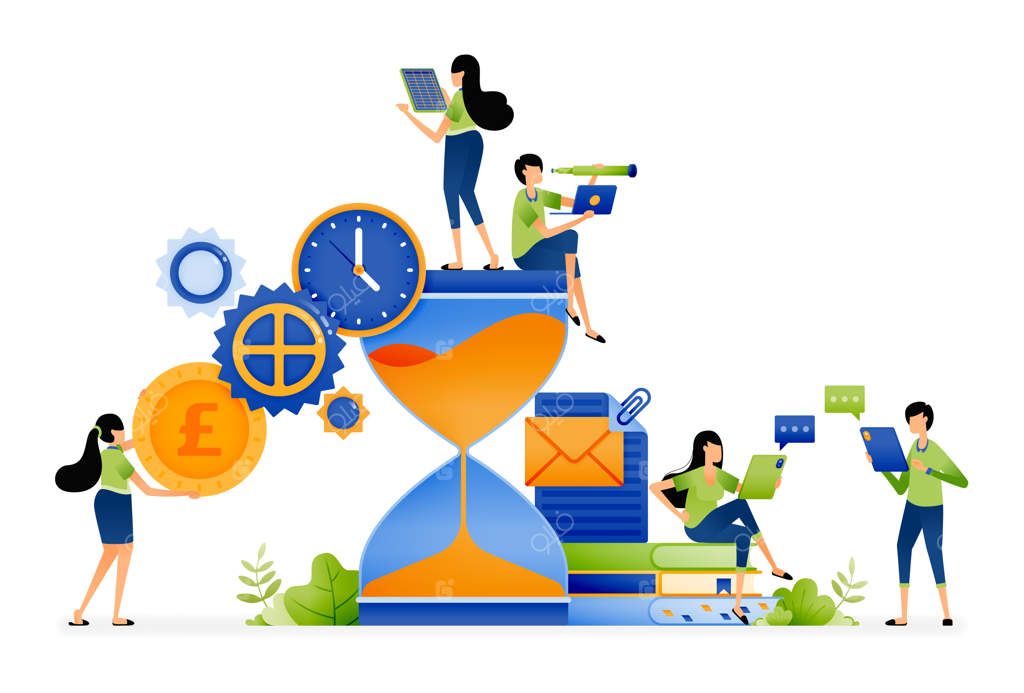 طراحی ساعت شنی برای اندازه‌گیری زمان و ظرفیت مدارس فنی در مکانیزم آموزش: تصویرسازی برای صفحات فرود، وب‌سایت‌ها، پوسترها، بنرها، اپلیکیشن‌های موبایل، شبکه‌های اجتماعی و تبلیغات