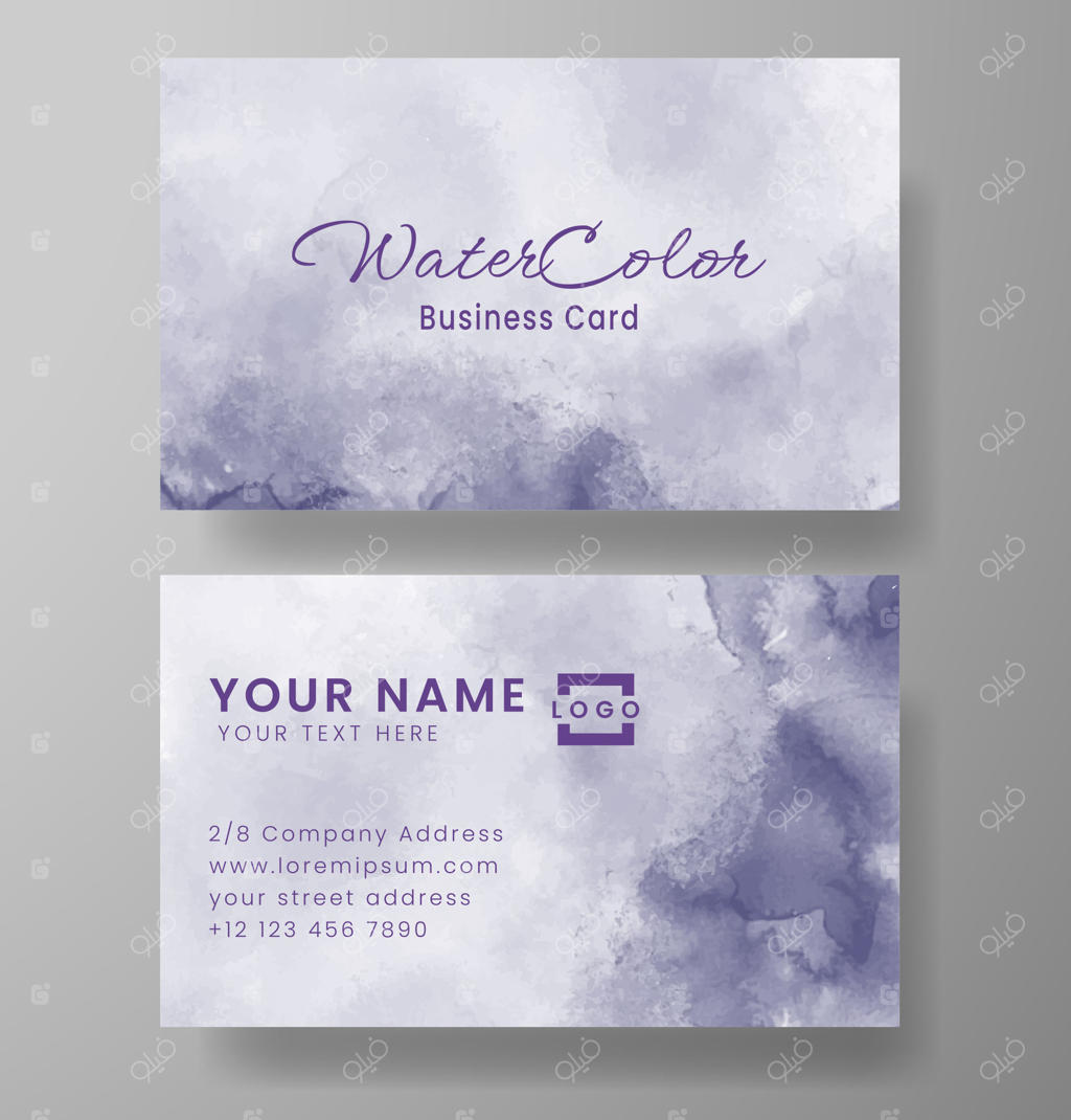 الگوی کارت ویزیت زیبا با طراحی آبرنگی