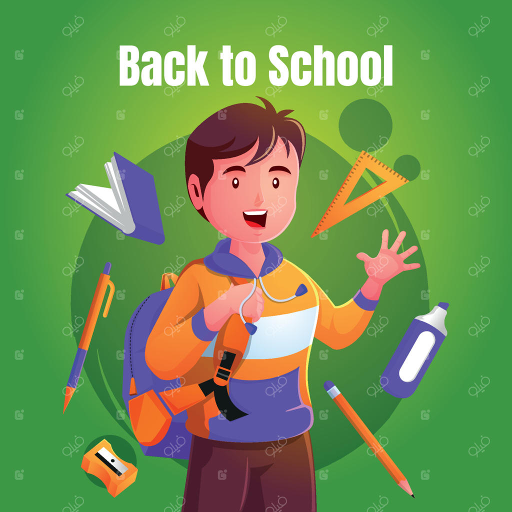 دانش‌آموز پسر بچه‌ای که آماده بازگشت به مدرسه است