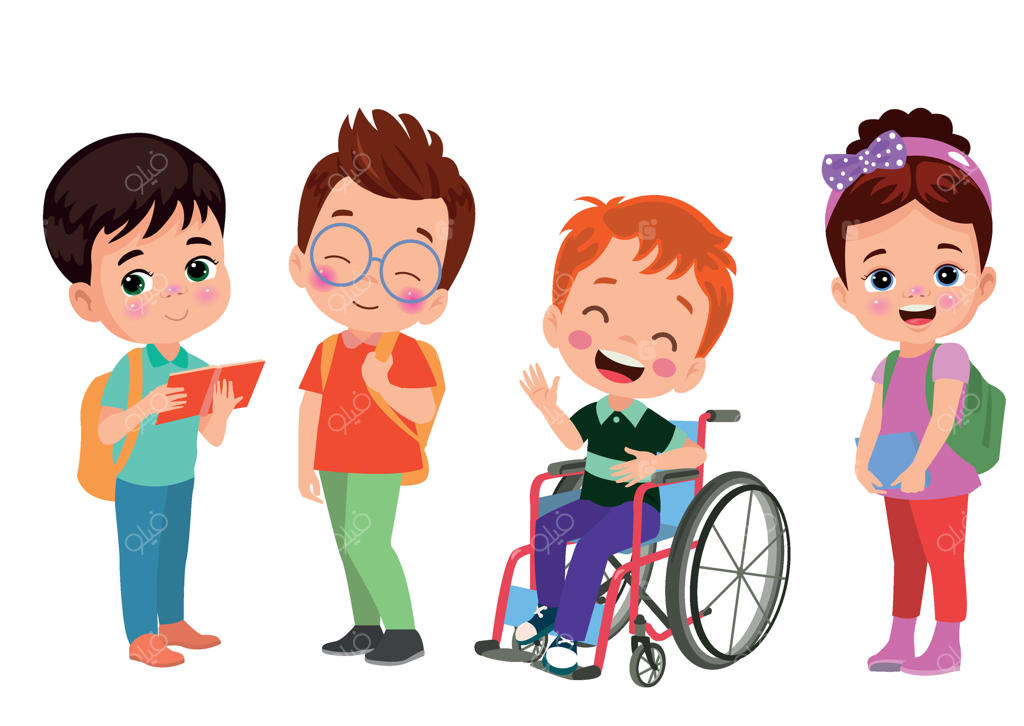 کودک کوچکی که روی ویلچر نشسته و خوشحال است