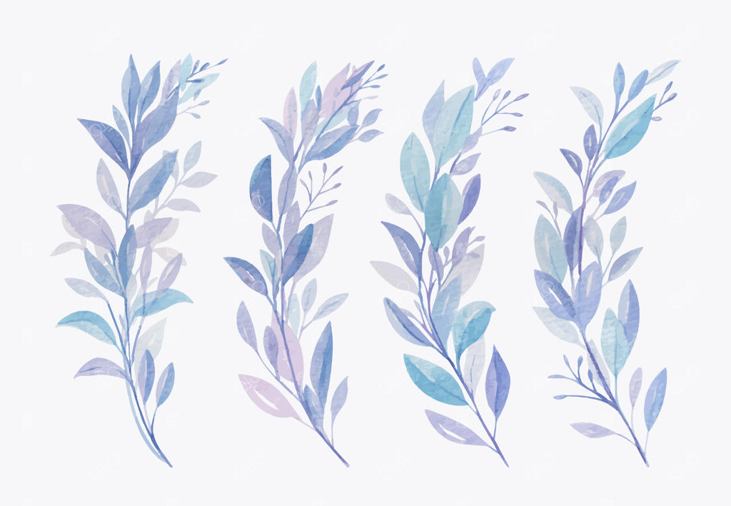 مجموعه‌ای از برگ‌های آبرنگی دست‌ساز
