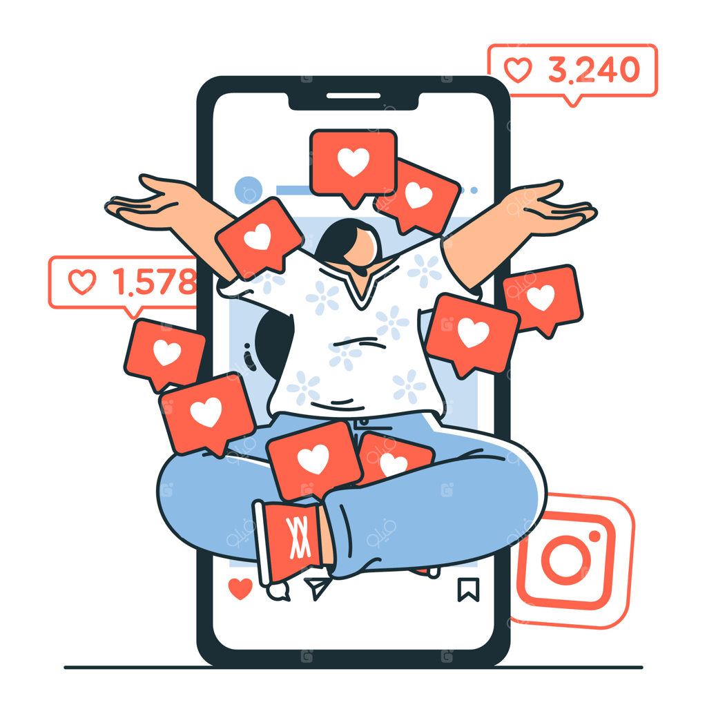 تصویرسازی مفهومی اعتیاد به لایک اینستاگرام