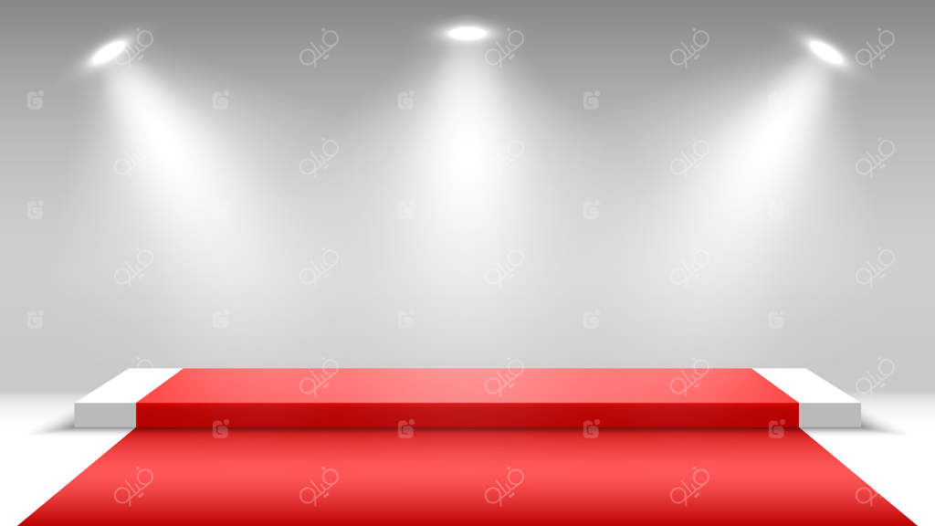 سکو podium با فرش قرمز و نورافکن