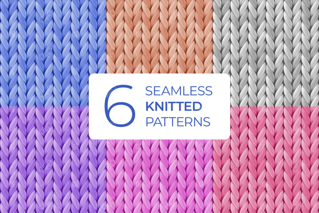 مجموعه الگوهای بافتنی واقعی در رنگ‌های ملایم. بافت پشم مرینو برای پس‌زمینه، کاغذ دیواری، کاغذ کادو، وب‌سایت و طراحی زمستانی. ایجاد شده با ابزار مش.