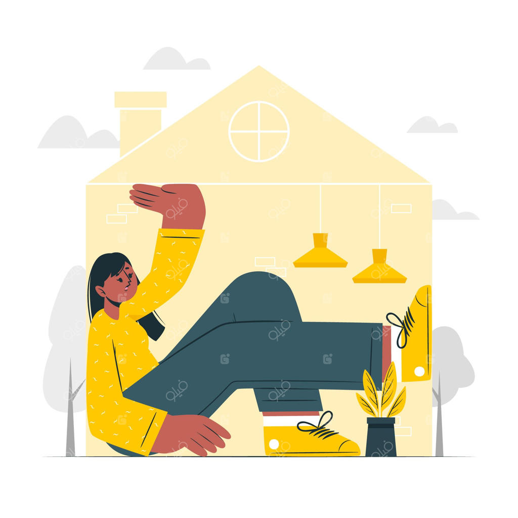 تصویری از مفهوم کلافگی ناشی از ماندن طولانی در خانه