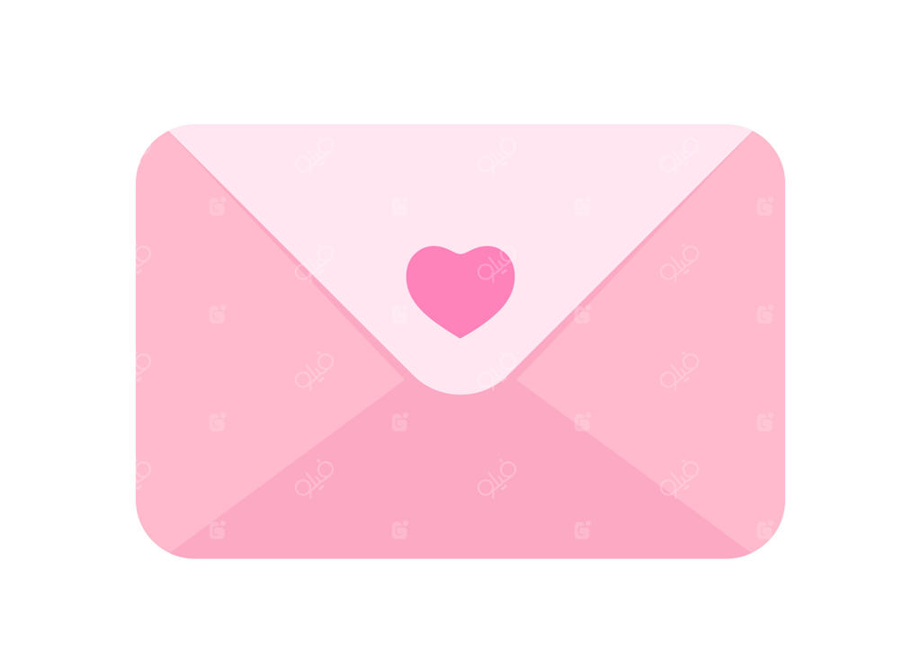 پاکت صورتی با قلب: پترن طراحی برای کارت روز ولنتاین و دعوتنامه عروسی. نقاشی.