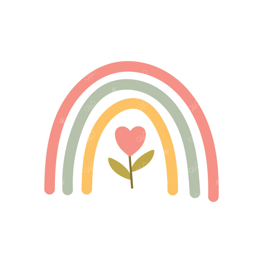 رنگین‌کمان با گل قلب در مرکز آن