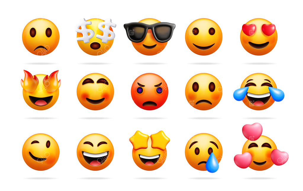 وکتور حرفه‌ای کاوش در ایموجی‌های مختلف برای ارتباطات دیجیتال