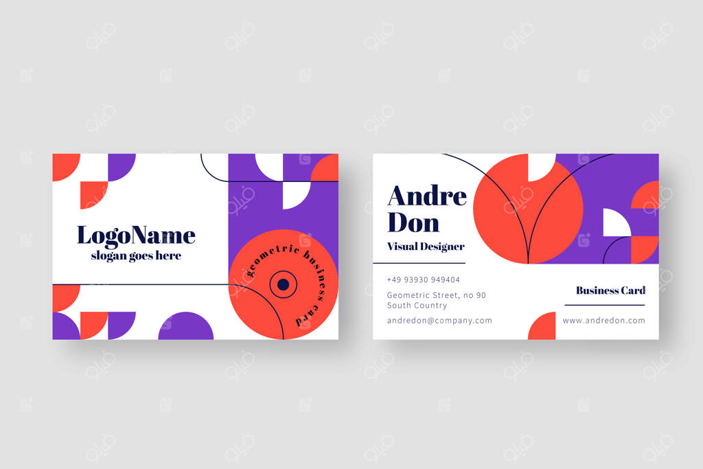 کارت ویزیت هندسی با طراحی تخت