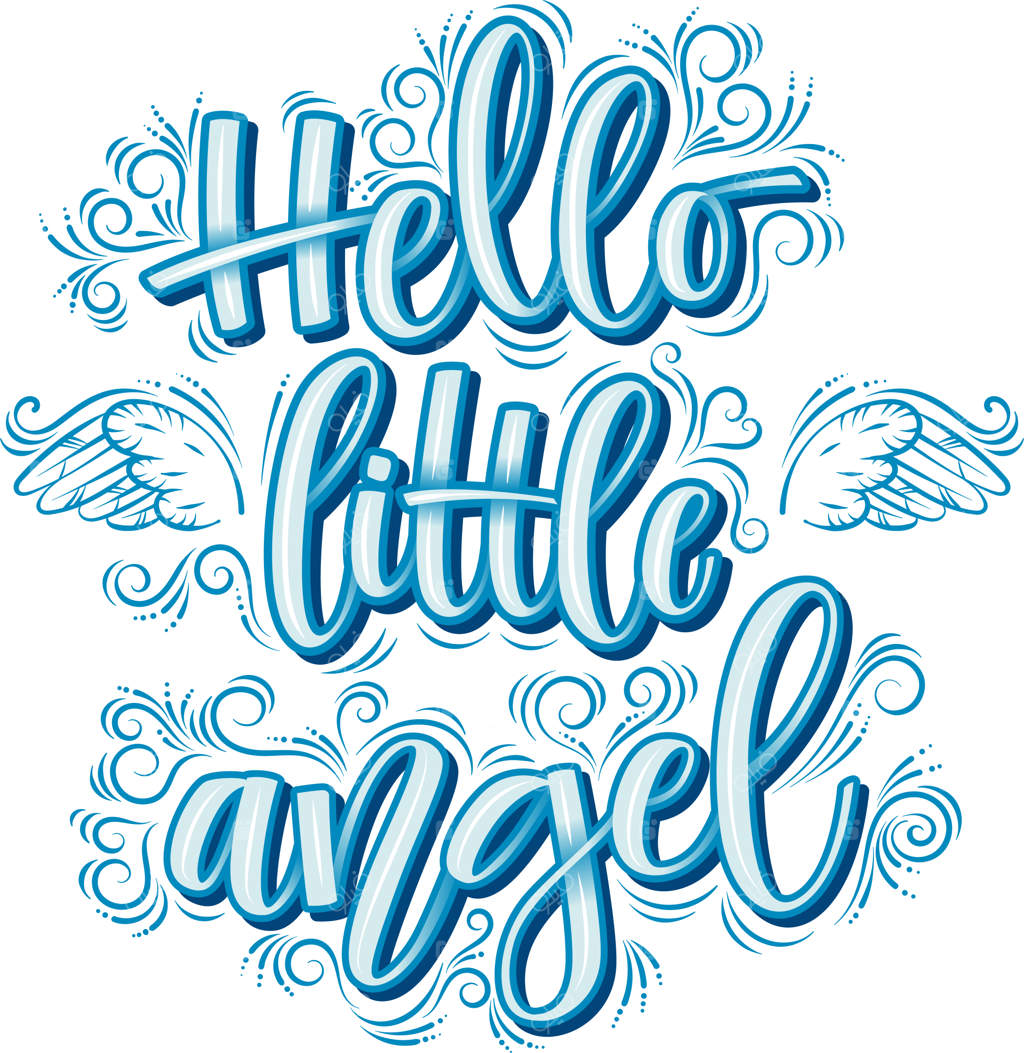 سلام فرشته کوچولو - با نوشته آبی روی زمینه سفید