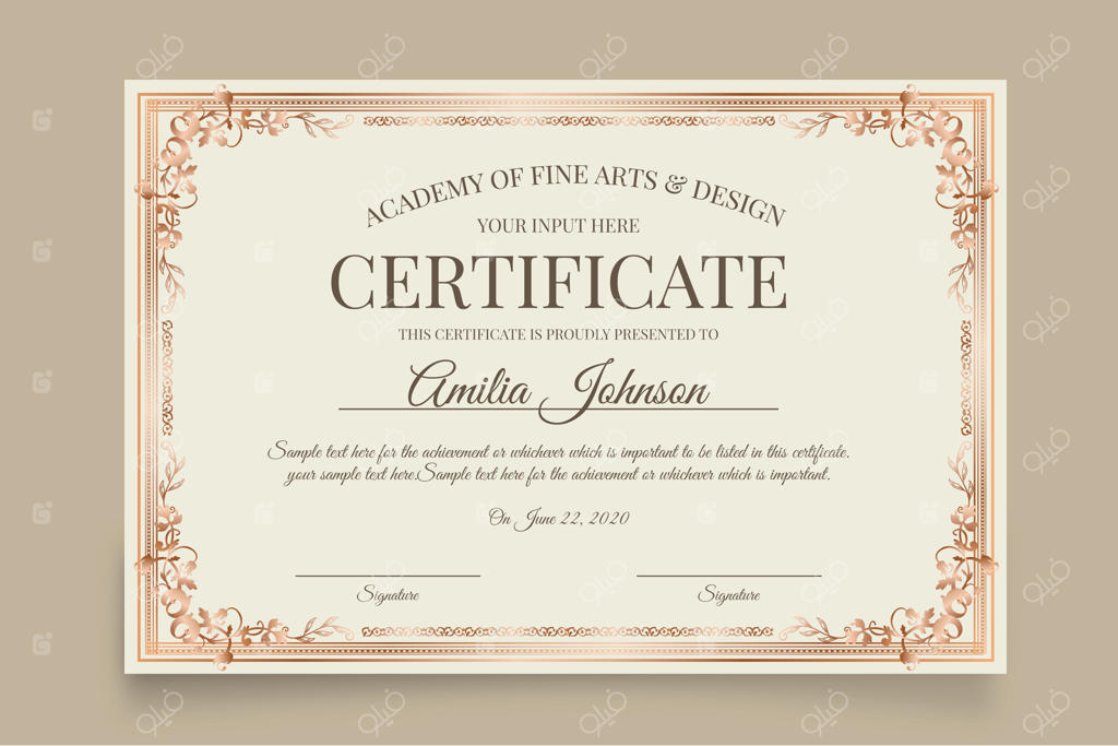 قالب شیک و سفید برای گواهینامه