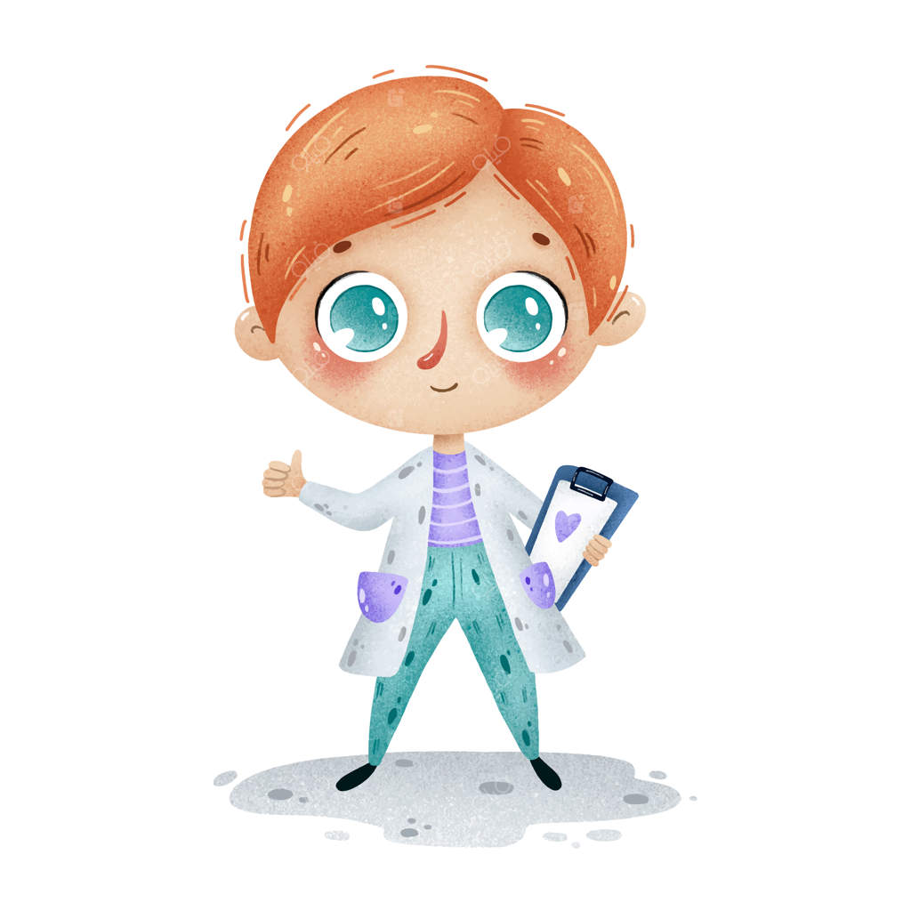 تصویر پسر دکتری کارتونی بامزه با روپوش سفید