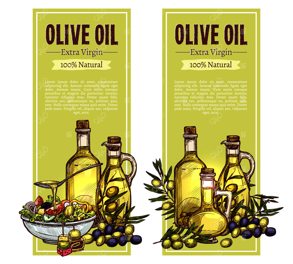 مجموعه‌ای از طرح‌های عمودی بنر روغن زیتون