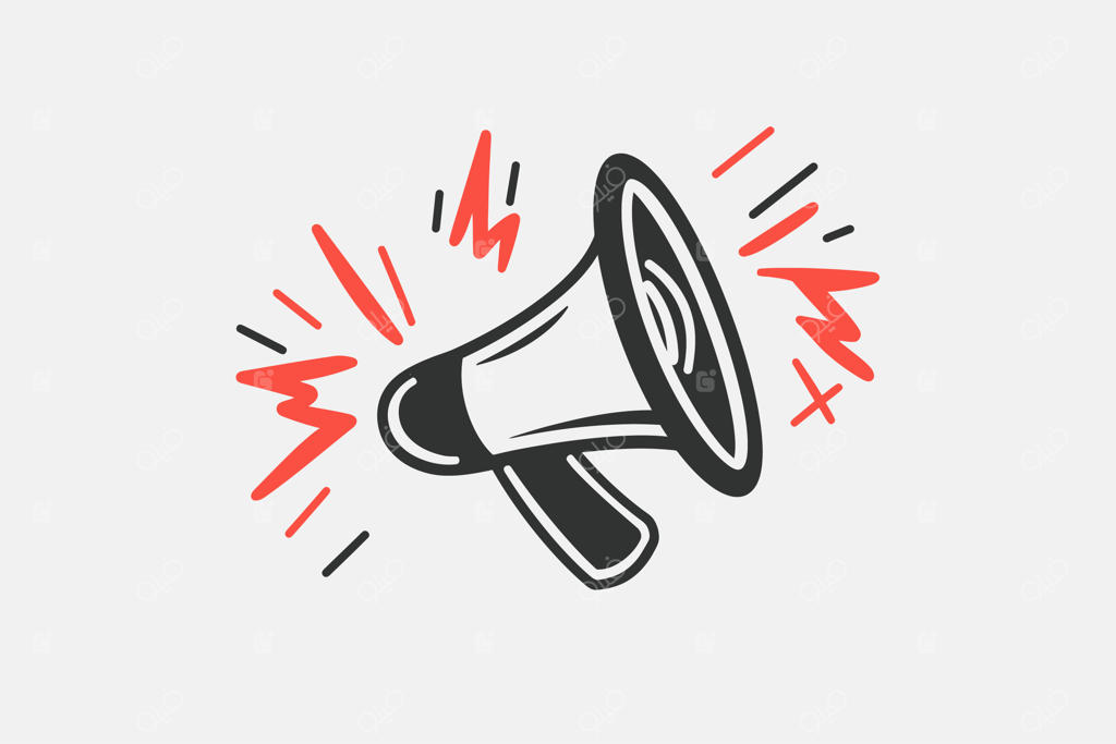 یک بلندگو با خط قرمز و مشکی در اطراف آن