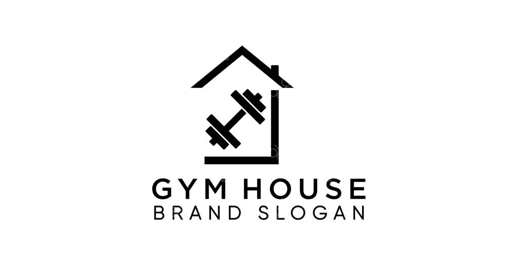 لوگوی باشگاه خانگی با طرح دمبل و نماد خانه
