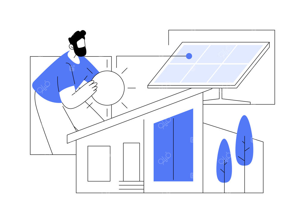 تصویرسازی وکتور مفهوم انتزاعی معماری خورشیدی غیرفعال