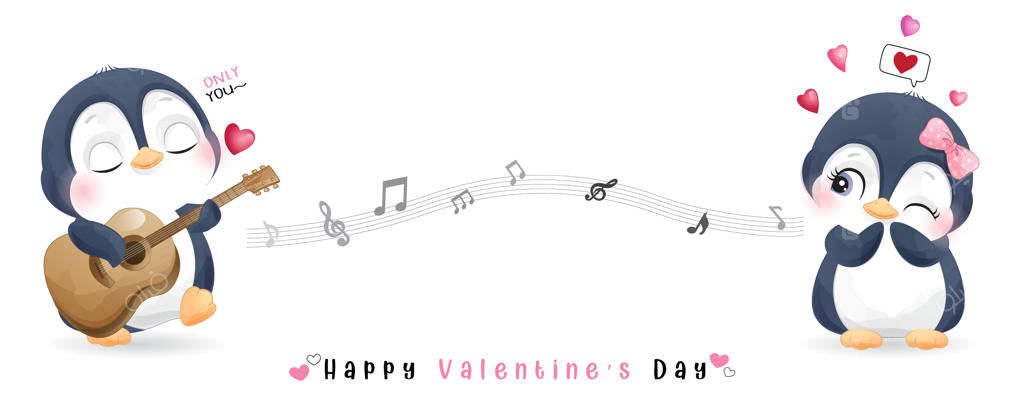 پنگوئن بامزه برای مجموعه روز ولنتاین