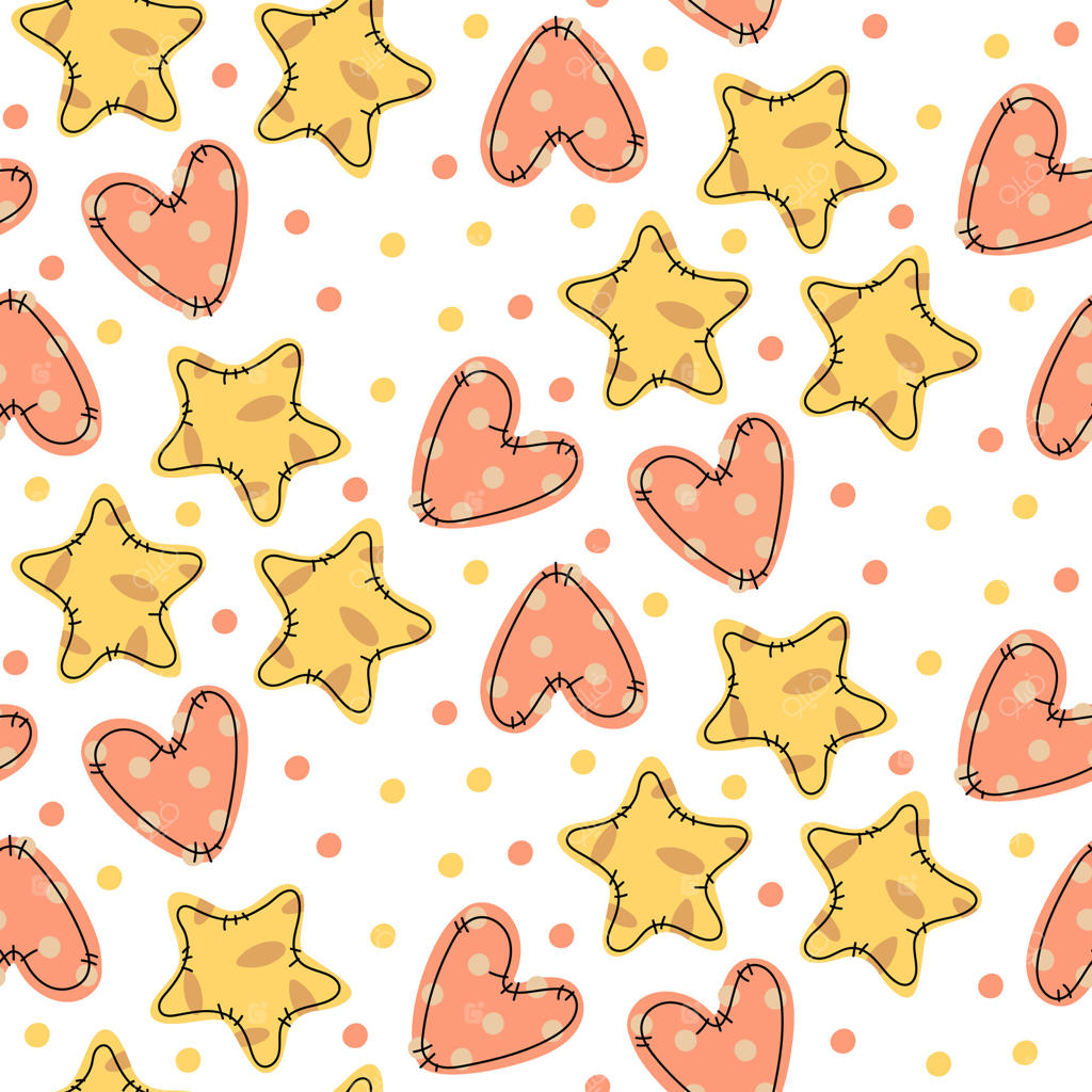 پترن بالش قلبی شکل، پترن بالش ستاره‌ای شکل. اسباب بازی‌های صورتی و زرد. بافت یک‌دست و جذاب. مناسب اتاق کودکان. بالش اسباب‌بازی با پترن تکراری روی زمینه‌ی سفید. بسته‌بندی مخصوص کودکان.