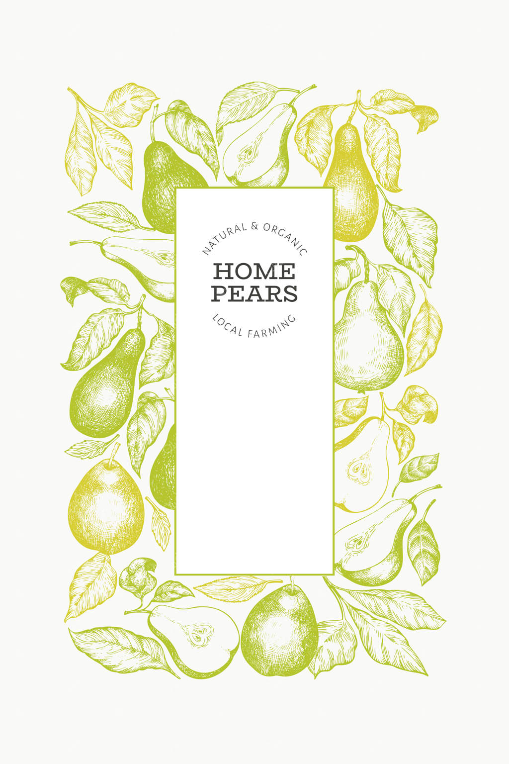 پترن گلابی: تصویرسازی میوه باغ به صورت دستی رسم شده.