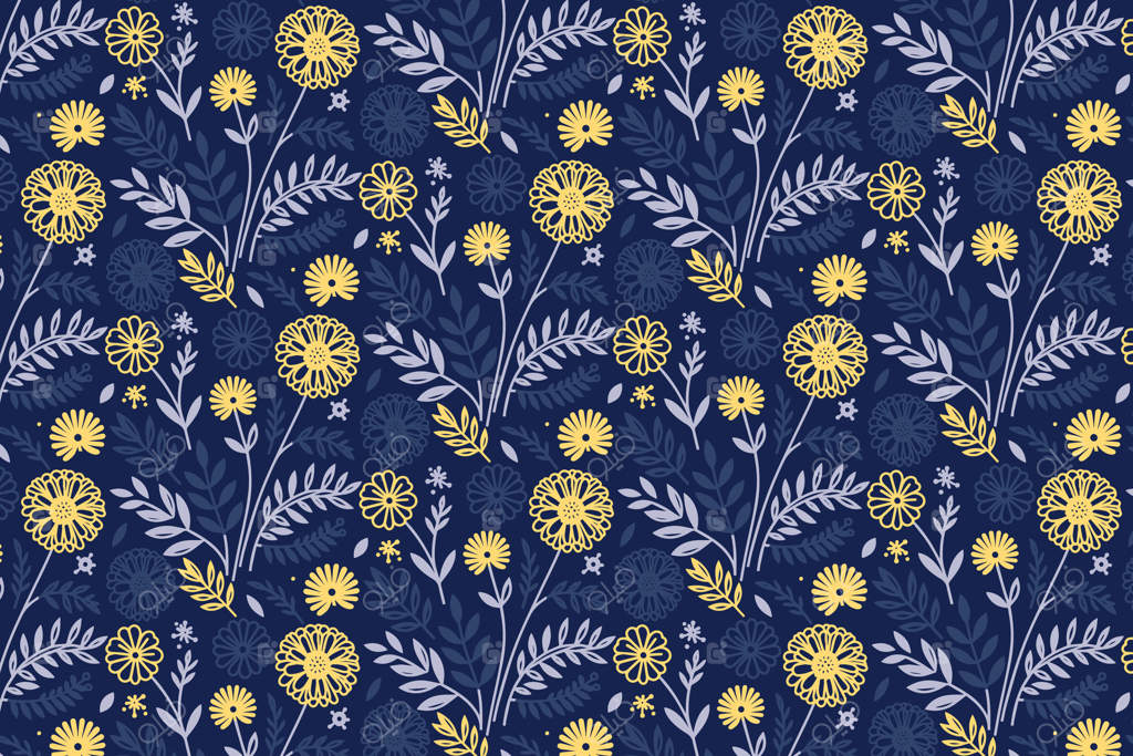 طرح گل‌دار هنری با الهام از گل‌های باغ، مناسب برای تولید پارچه، پوشاک مد و طراحی بسته‌بندی