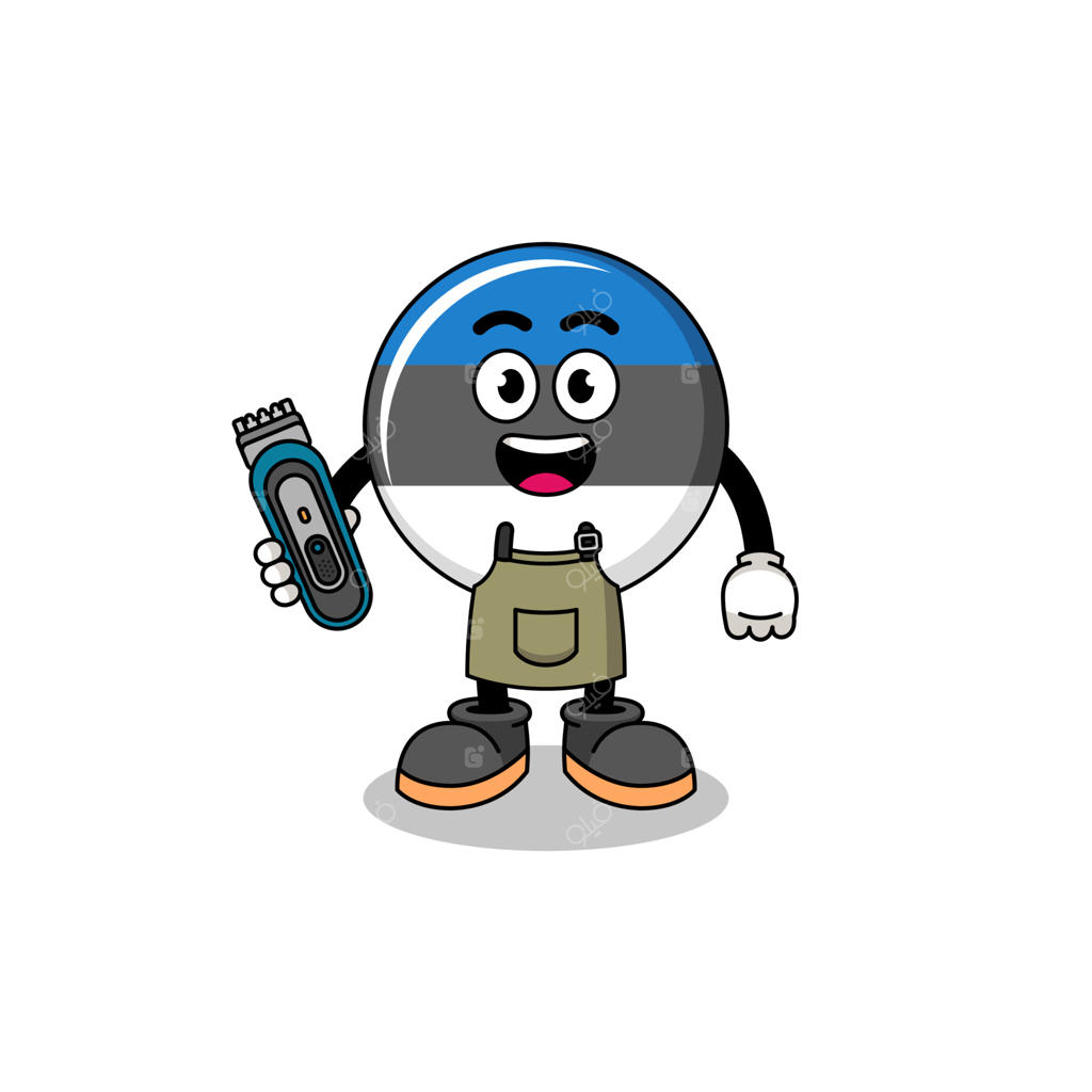 تصویر کارتونی پرچم استونی به عنوان سلمانی مردانه