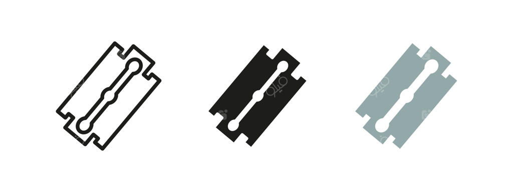 آیکون تیغ صورت تراشی: نماد کلاسیک اصلاح، نمایانگر تیزی، بهداشت و مراقبت سنتی از خود