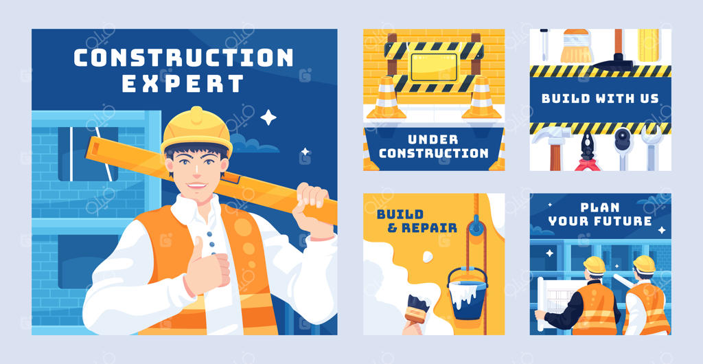 پست‌های اینستاگرام پروژه ساختمانی با طراحی دستی