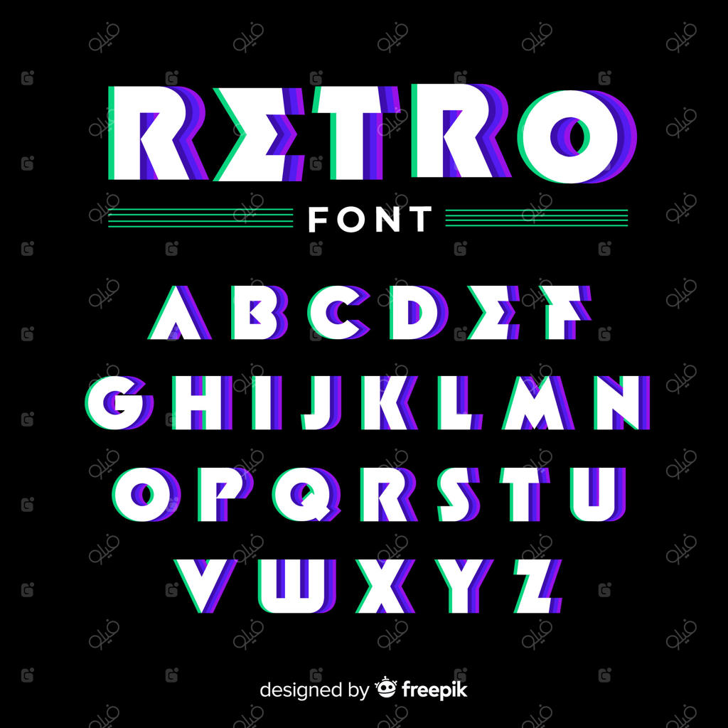 الگوی حروف قدیمی با طراحی تخت