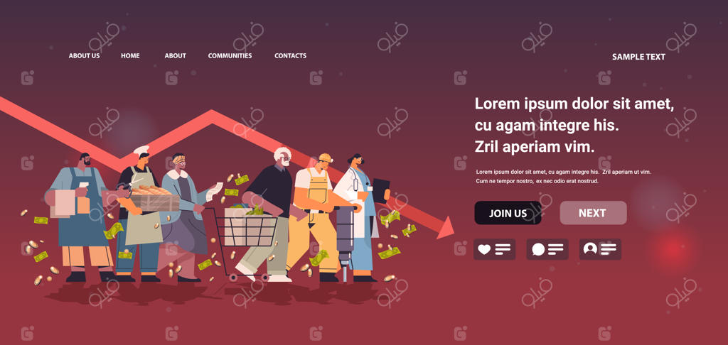 فروپاشی اقتصاد: افرادی از نژادها و مشاغل مختلف در کنار هم در بحران مالی جهانی و ورشکستگی