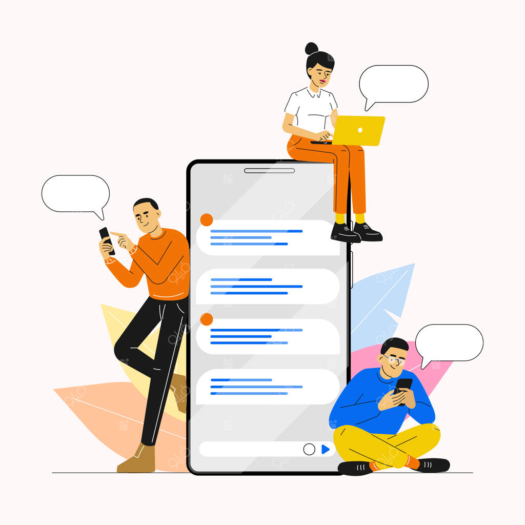 استفاده مردم از گوشی‌های هوشمند برای گفتگو و ارتباط در شبکه‌های اجتماعی