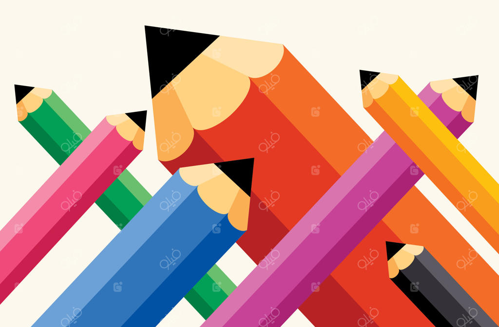 پس‌زمینه با مدادهای رنگارنگ گوناگون