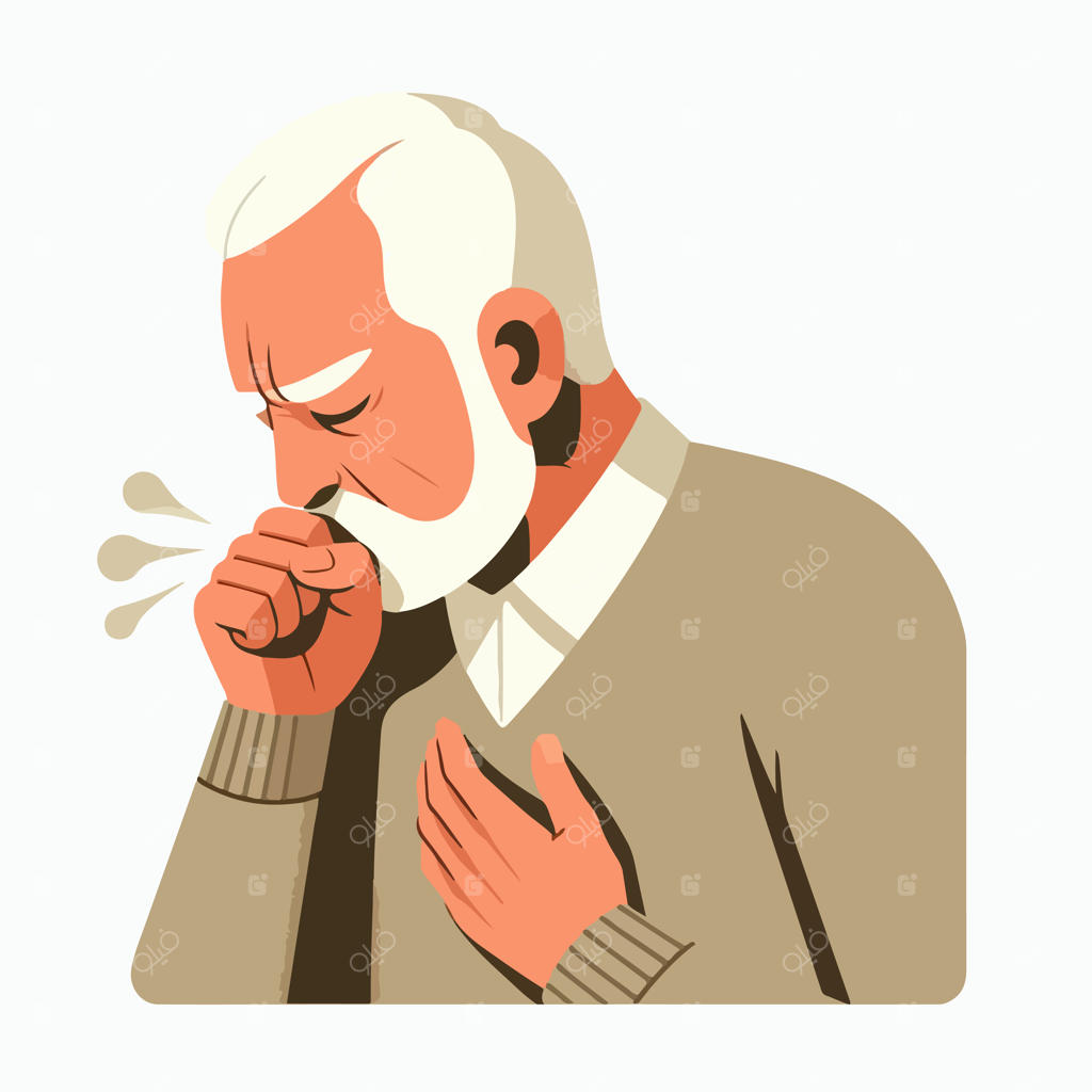 وکتور پدربزرگ در حال سرفه با طراحی تخت