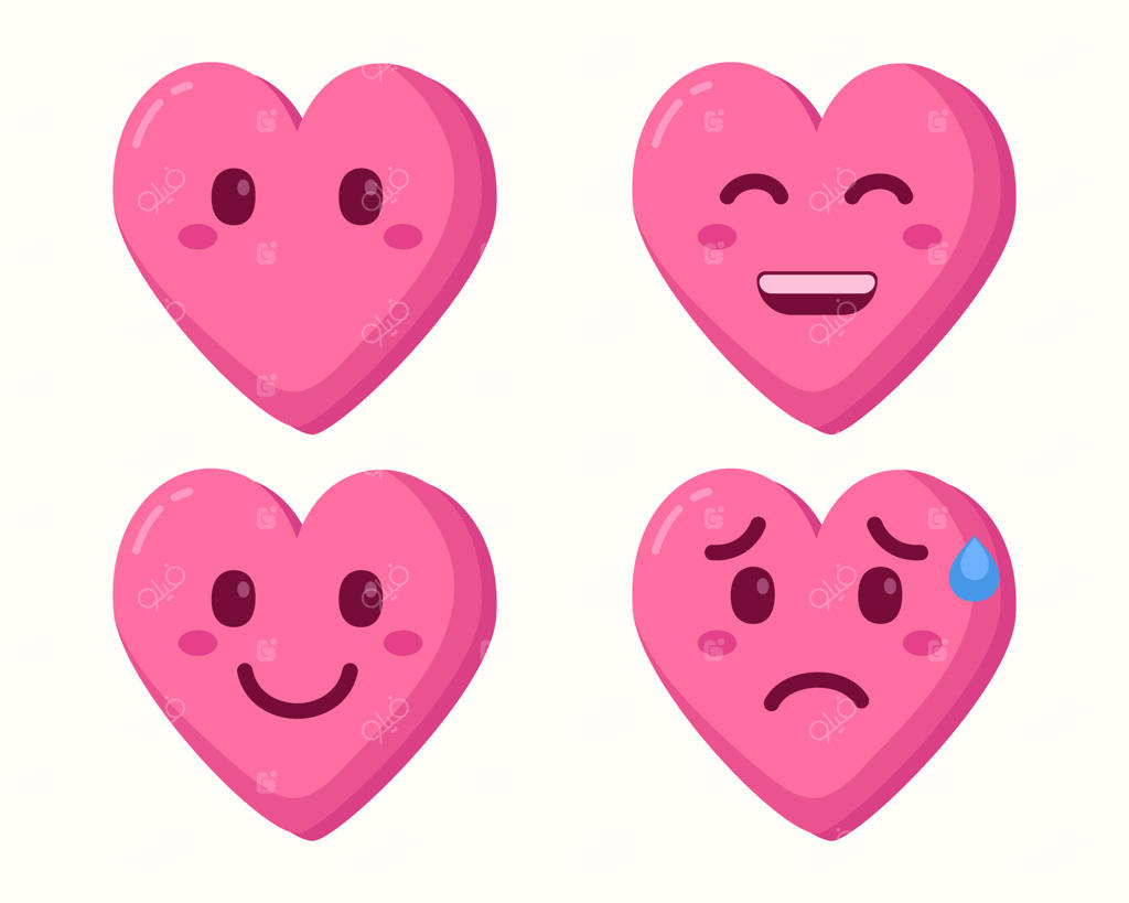 مجموعه آیکون‌های قلب صورتی