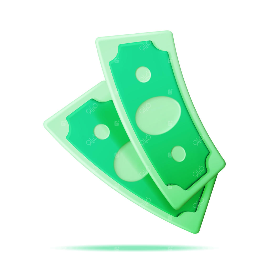 آیکون پشته سه‌بعدی از اسکناس‌های دلار