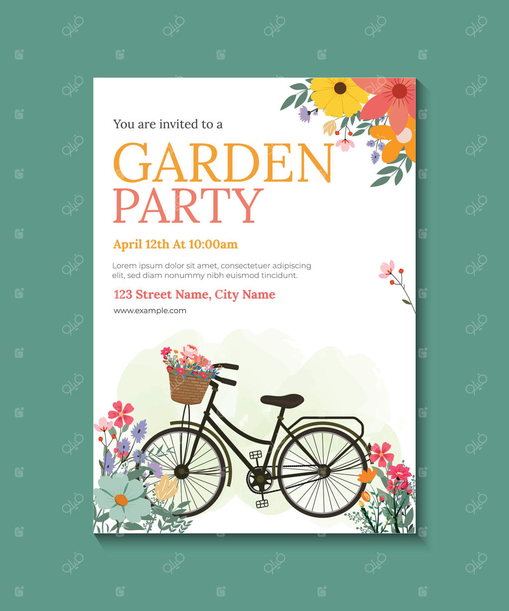 پترن دعوتنامه جشن باغ گل‌ها