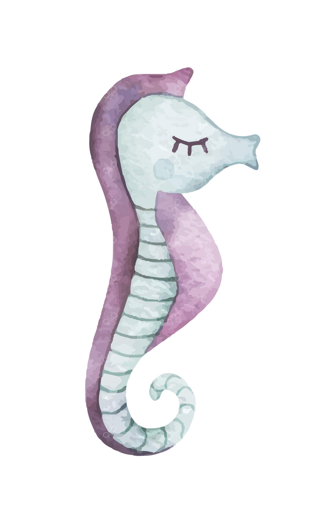 اسب دریایی: تصویر آبرنگی وکتور دستی از دنیای دریایی