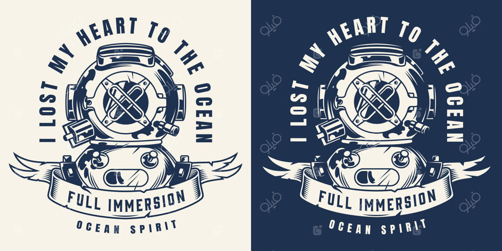 نشان دریایی قدیمی به رنگ سیاه و سفید