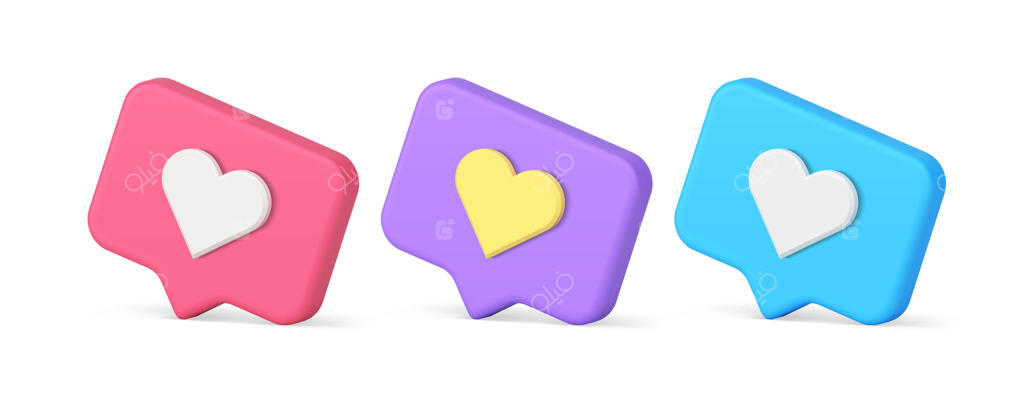 نمادهای سه‌بعدی واقع‌گرایانه: نکات سریع قلب مجازی، ارتباطات اینترنتی، نشان‌های دیجیتال