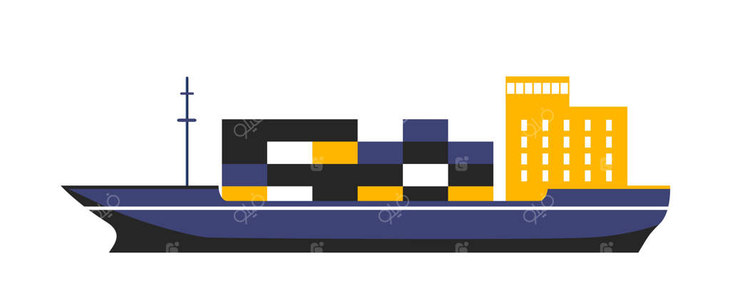 کشتی با جعبه‌ها و کانتینرها