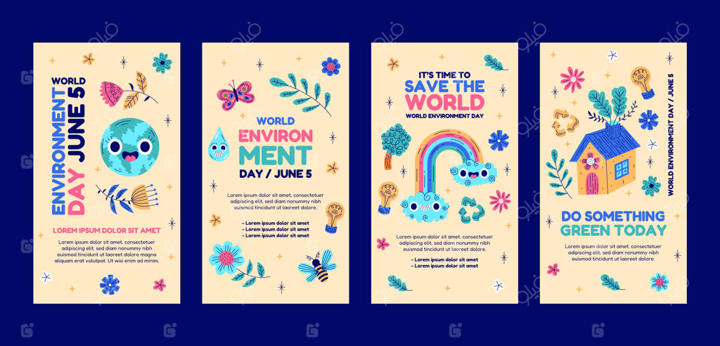 مجموعه استوری‌های اینستاگرام برای روز جهانی محیط زیست با طراحی دست‌ساز