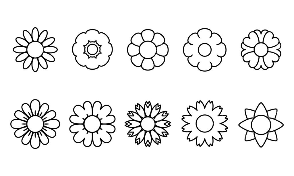 مجموعه آیکون گل‌های مینیمالیستی، مجموعه عناصر آیکون گل‌های ساده