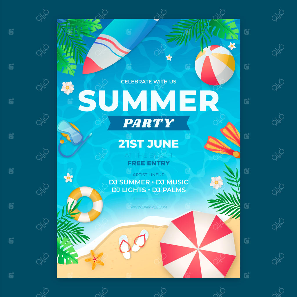 قالب پوستر عمودی تابستانی با رنگ‌های گرادیان