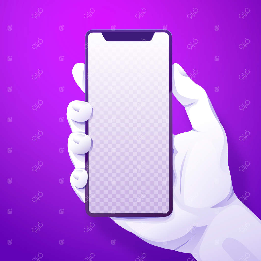 تصویر دست در حال نگه‌داشتن گوشی هوشمند به سبک گرادیانت