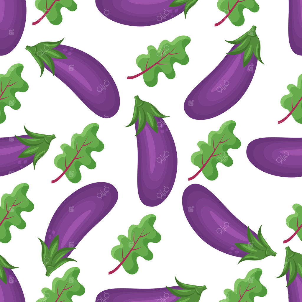 طرح بادمجان آبی: پس‌زمینه‌ پیوسته سبزیجات. تغذیه سالم و ارگانیک. مواد اولیه سالاد. الگو، تصویرسازی ساده. پخت و پز غذا. محصول باغ.