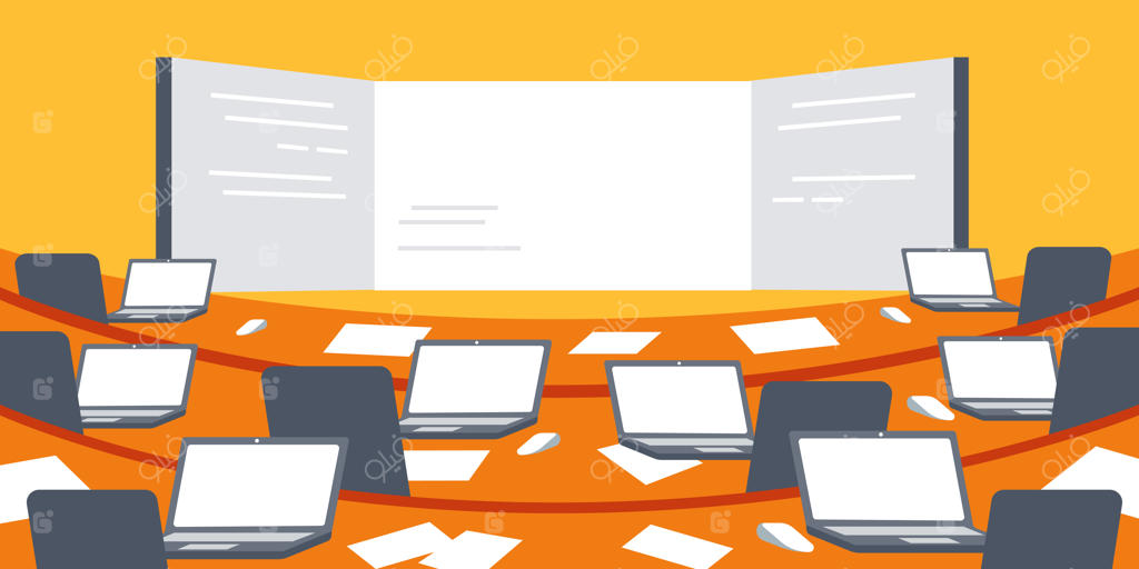 تصویرسازی وکتور با موضوع کنفرانس، آموزش و ارائه برای مخاطبان