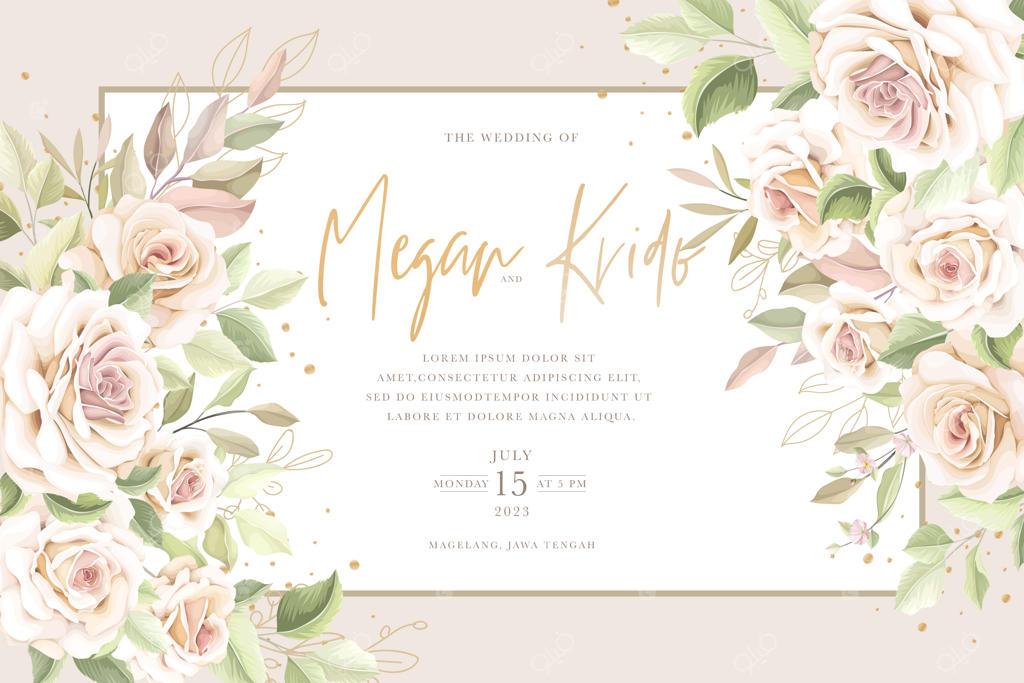 طرح پس‌زمینه گل رز دستی و قاب تاج گل