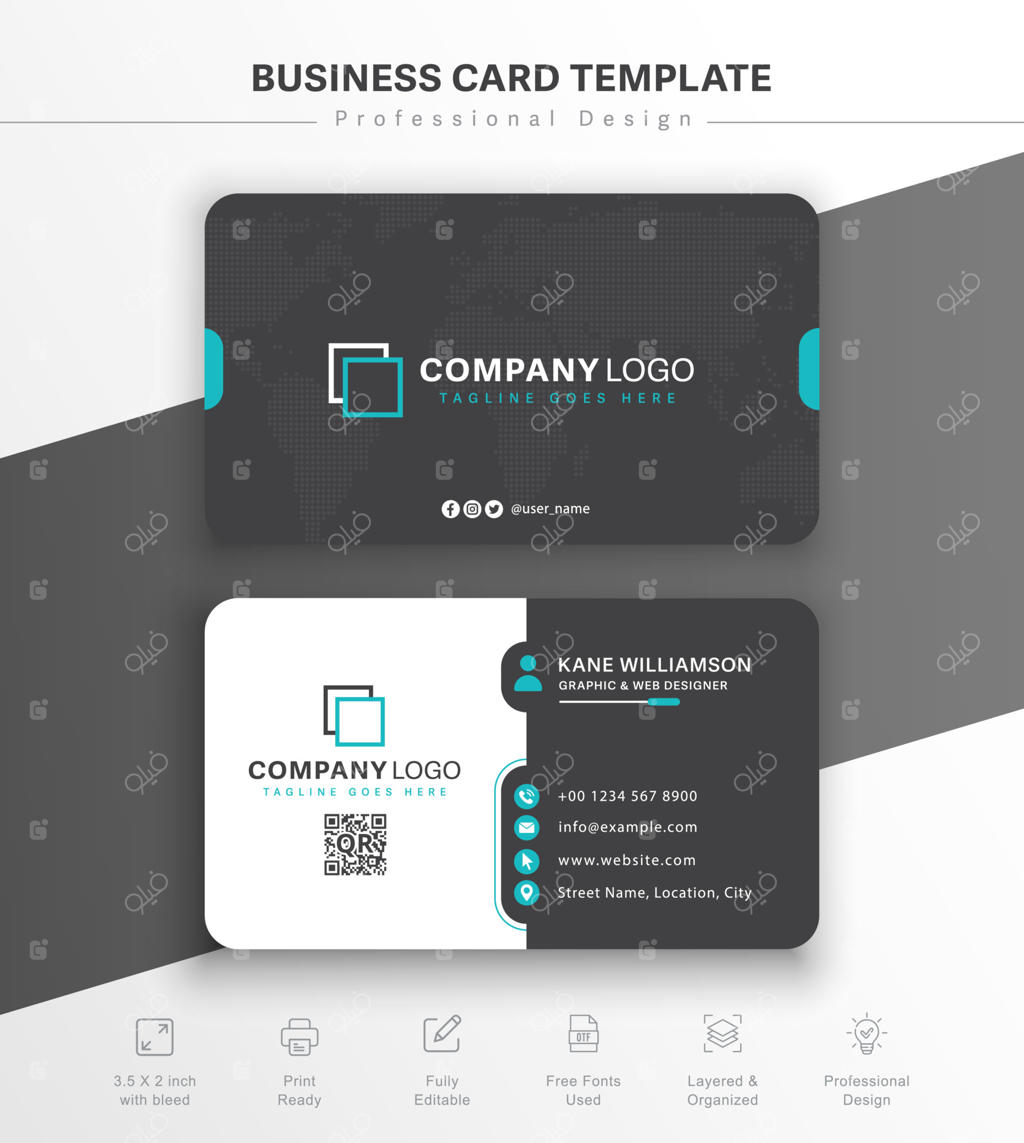 کارت ویزیت آبی و مشکی