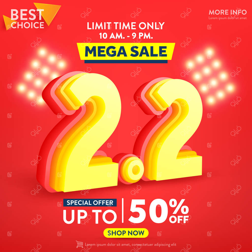 پوستر یا بنر روز خرید با جعبه هدیه روی پس‌زمینه قرمز - طراحی قالب بنر فروش