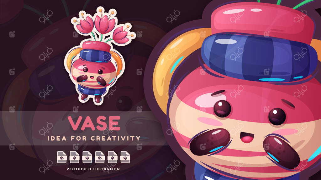 حیوان شخصیت کارتونی با گل