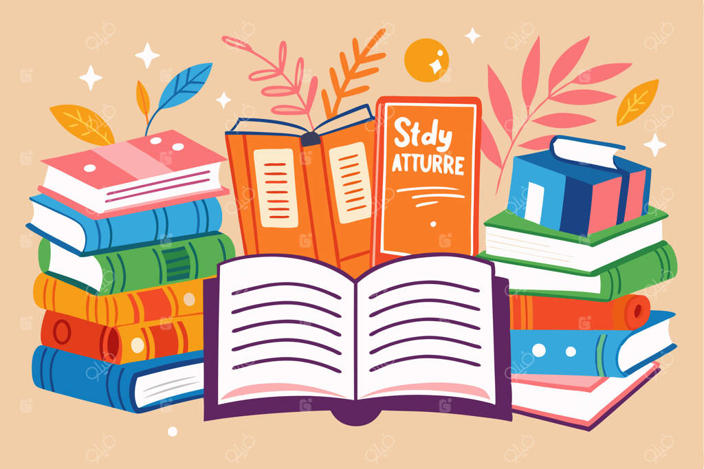 مجموعه رنگارنگ جلد کتاب با حروف دستی وکتور تخت